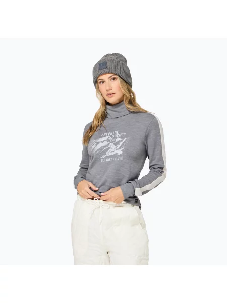 Pulover pentru femei Super.Natural Freeride Roll Neck cashmere grey melange / f. white / f. white alb