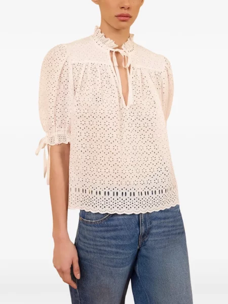 Top Ulla Johnson cu broderie alb