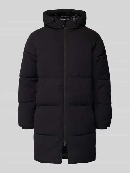 Płaszcz pikowany o kroju regular fit z kapturem model ‘Jorvester’ Jack & Jones czarny