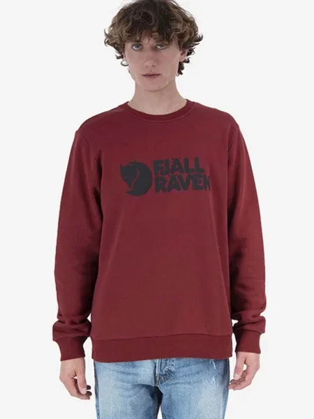 Bombažen pulover Fjallraven Logo Sweater rdeča