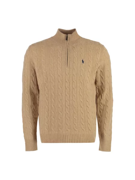 Kardigan Polo Ralph Lauren z kaszmiru z długim rękawem beżowy