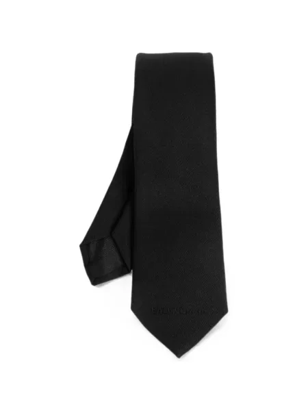 Cravată Balenciaga cu broderie de lână negru