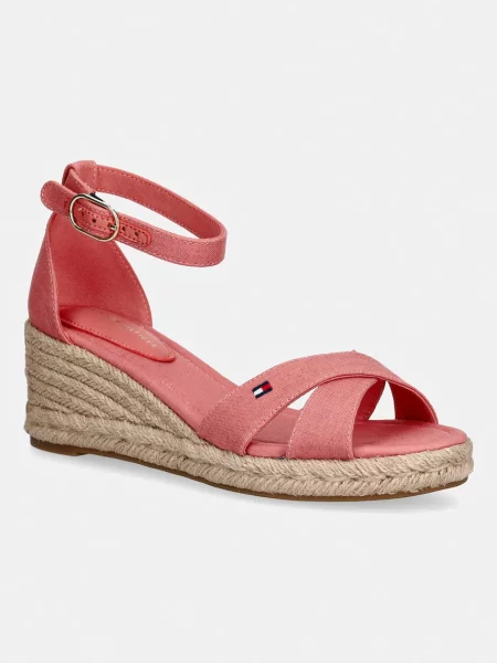 Tommy Hilfiger sandale wedges MID WEDGE ESPAD X CROSS roz