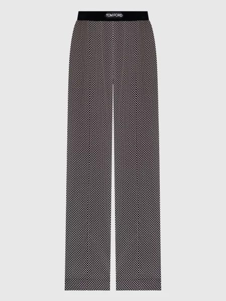 Штани із шовку в горох Tom Ford чорні