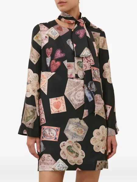 Rochie mini Zimmermann cu imagine cu legături negru