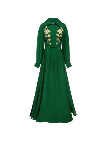 Rochie maxi Leo Lin cu model floral verde