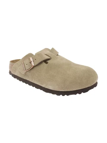 Klapki Birkenstock zamszowe beżowe