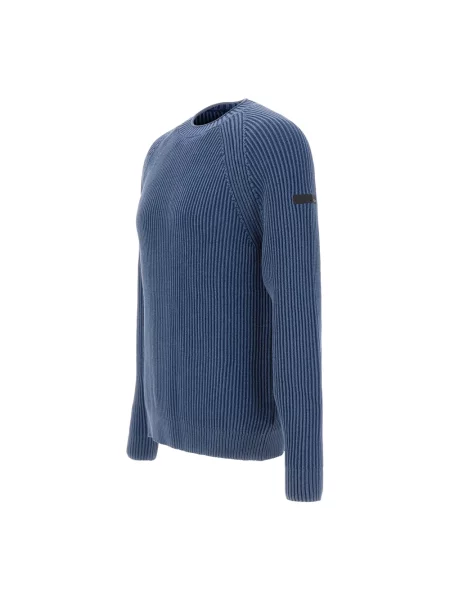Sweter Rrd z okrągłym dekoltem niebieski