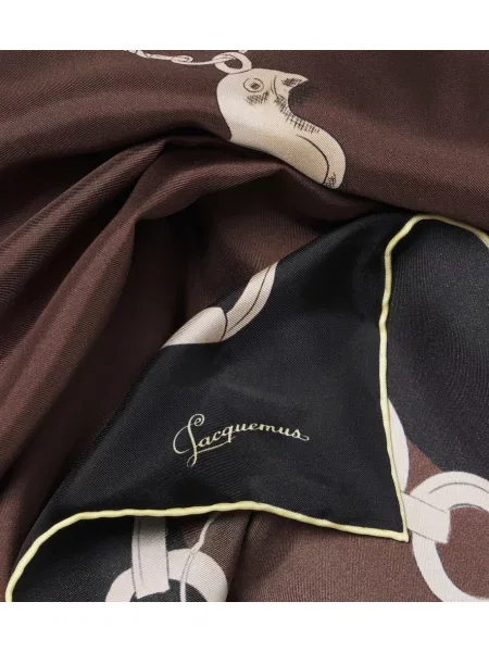 Fular Jacquemus de mătase maro