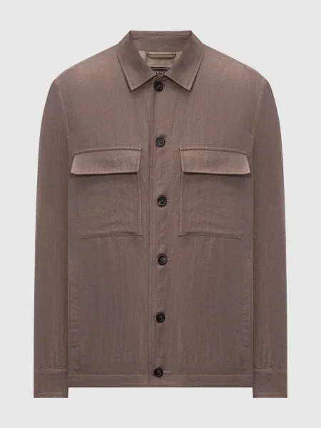 Сорочка з льону з нашивкою логотипа Peserico коричнева