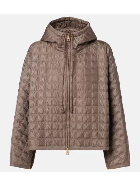 Geacă Moncler cu glugă maro