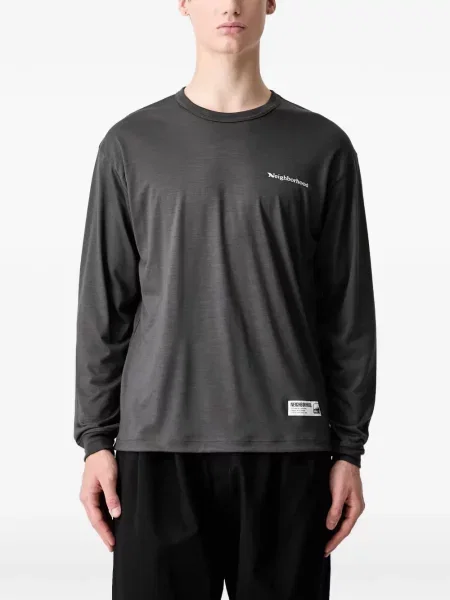 Lung tricou Neighborhood cu imagine gri