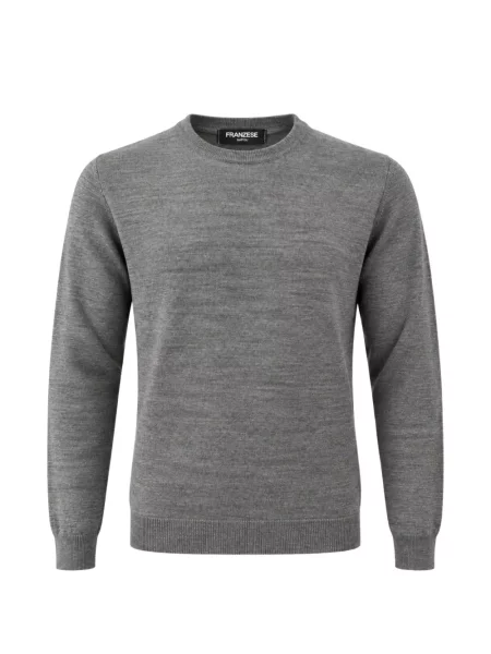 Pulover Franzese Collection cu decolteu rotund gri