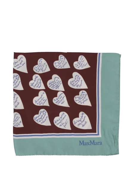 Fular Max Mara cu imagine cu motiv cu inimi maro