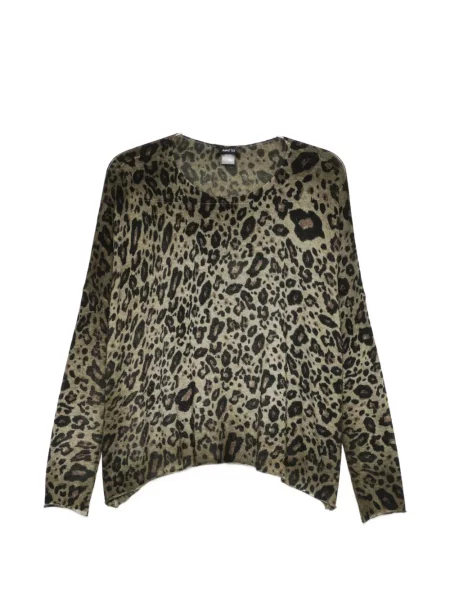 Pulover Avant Toi cu imagine cu model leopard verde