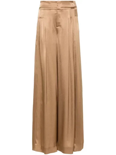 Satenske plisirane hlače Alberta Ferretti smeđa