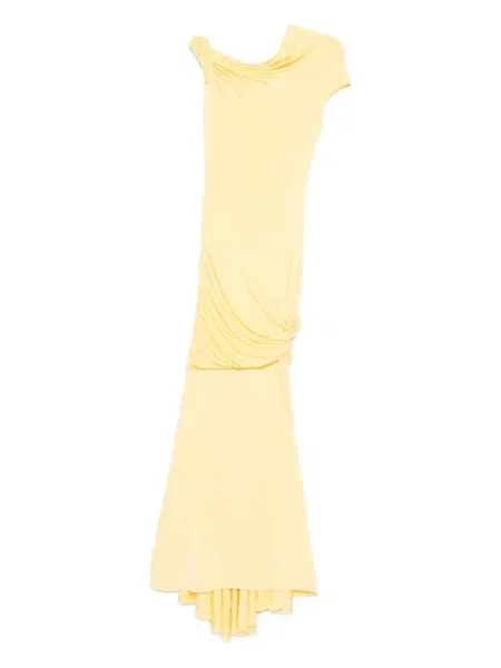 Sukienka Paris Georgia asymetryczna drapowana garniturowa żółta