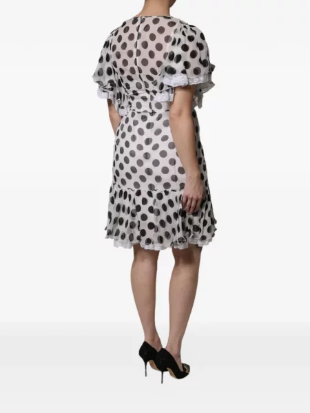 Rochie mini Dolce & Gabbana cu buline cu volane alb