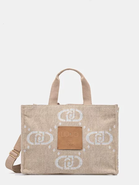 Shopperka Liu Jo z nadrukiem beżowa