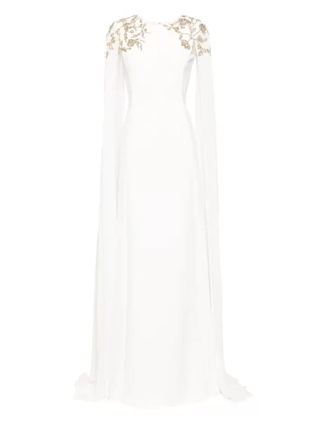 Rochie Saiid Kobeisy din crep de costum alb