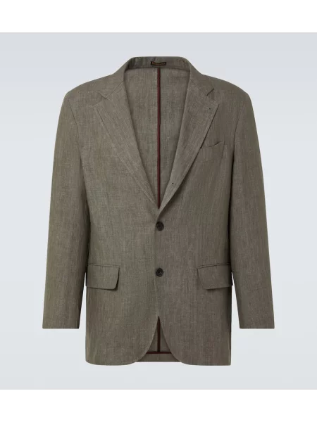 Laneni laneni blazer Rubinacci zelena