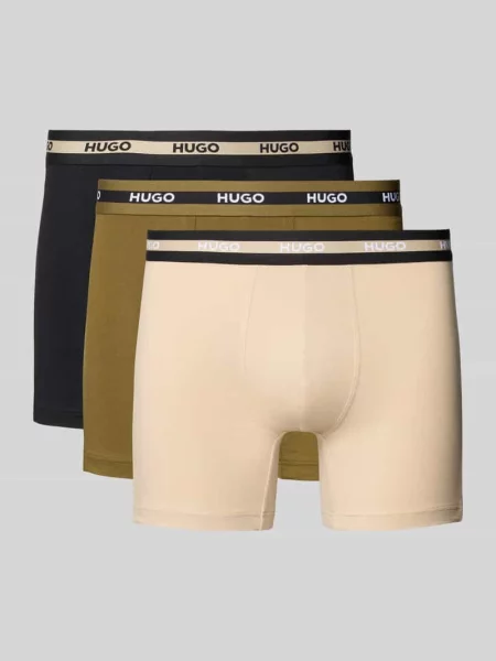 Bokserki z elastycznym z logo w zestawie 3 szt. Hugo khaki