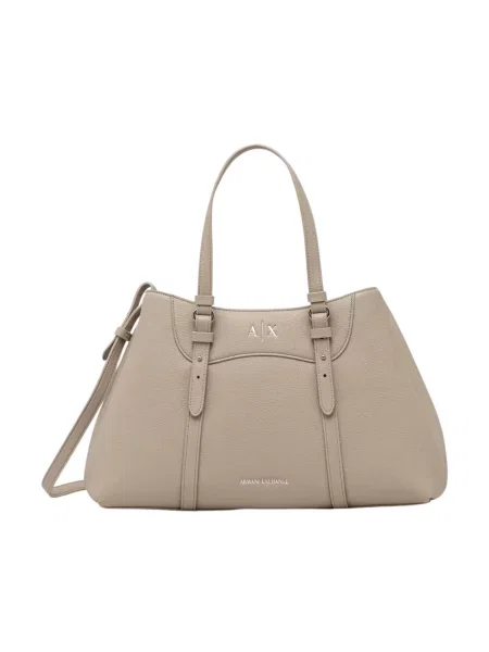 Armani Exchange torebka z imitacji skóry beżowa