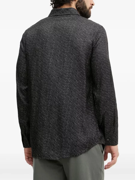 Lung cămașă Armani Exchange cu imagine negru