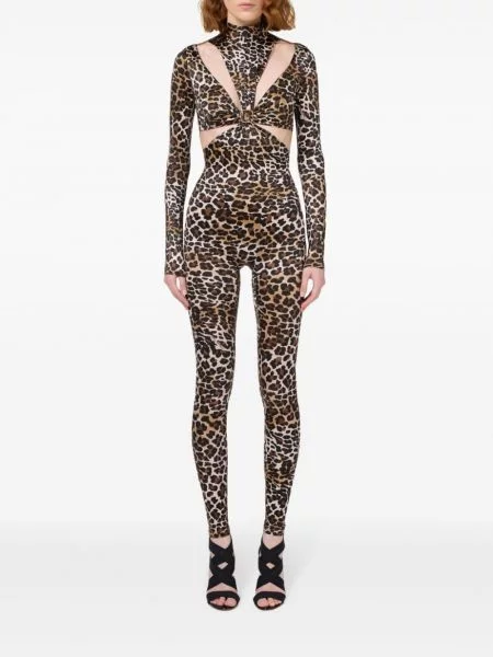 Raštuotas kombinezonas Elisabetta Franchi leopardinis ruda