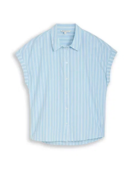 TOM TAILOR DENIM Bluză albastru deschis alb