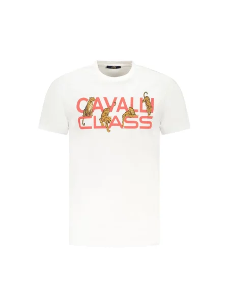 Krótka koszulka Cavalli Class klasyczna biała