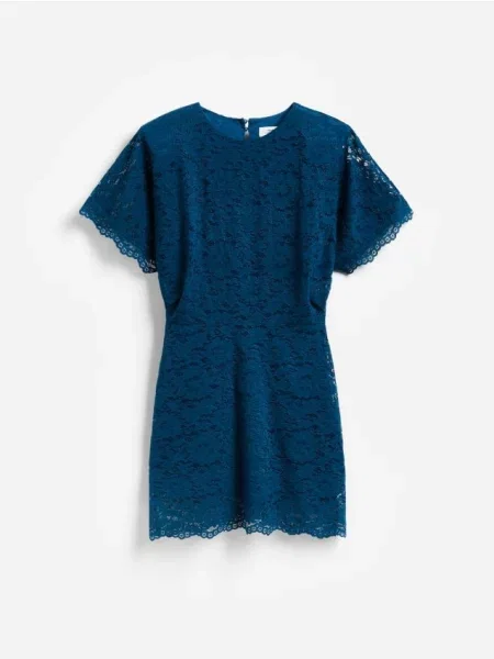 Reserved Rochie de dantelă mini turcoaz-închis