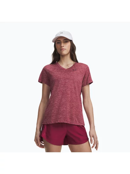 Tricou de antrenament pentru femei Under Armour Tech V-Twist claret/ox blood