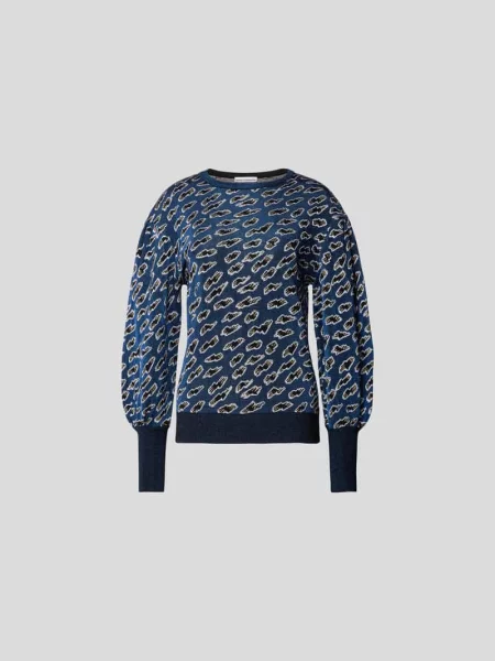 Sweter w dzianinowym wyglądzie Rabanne granatowy