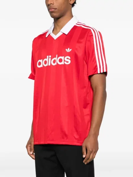 Ριγέ μπλούζα Adidas κόκκινο