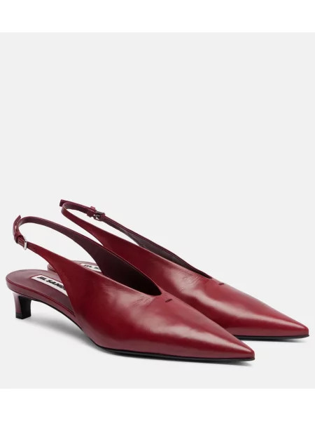 Pantofi cu toc Jil Sander din piele slingback roșu