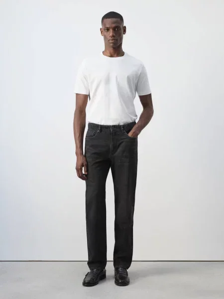 Dżinsy Bob regular fit black denim Mężczyzna 44 MANGO MAN czarne