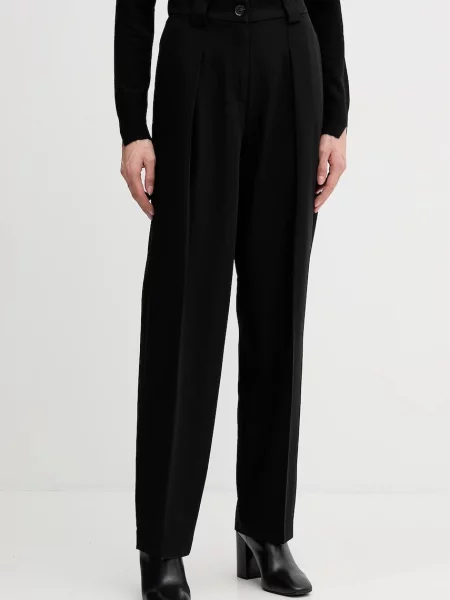 Sisley pantaloni drept high waist negru