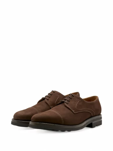 Pantofi derby Lottusse din nubuc maro