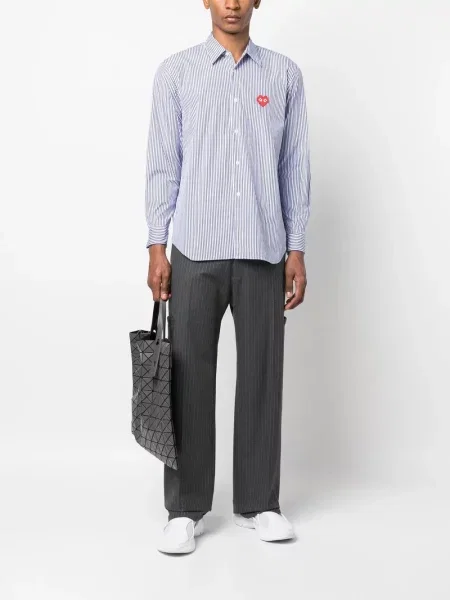Siuvinėta dryžuota marškiniai Comme Des Garçons Play mėlyna