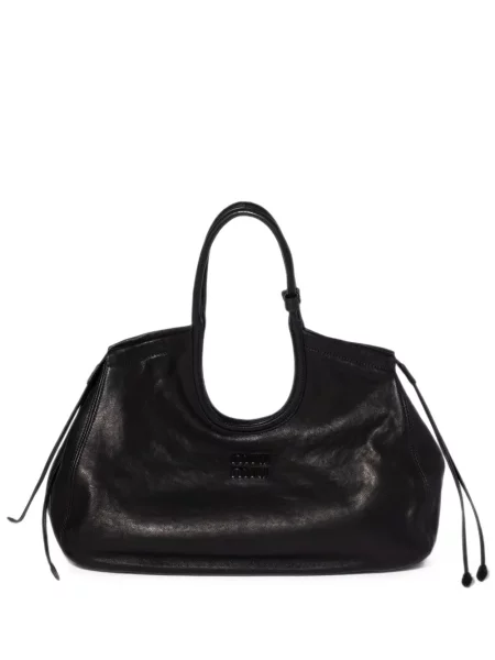 Geantă shopper Miu Miu din piele negru