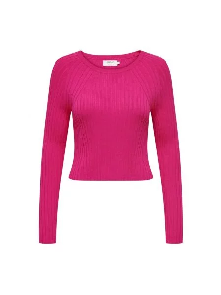 Dzianinowy krótki sweter Only różowy