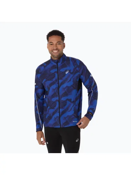 Geacă de alergare pentru bărbați ASICS Road Lite-Show Packable performance black/dark cobalt negru