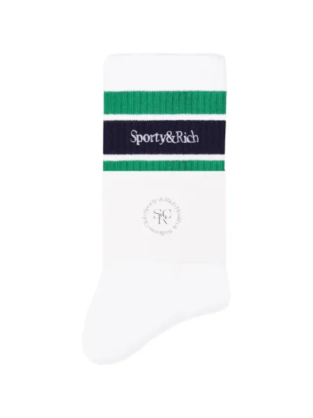 Чорапи Sporty & Rich бродирани на райета бяло