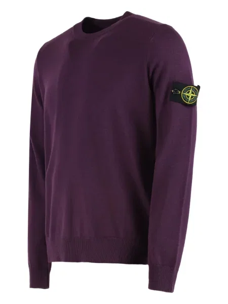 Pulover Stone Island de lână cu decolteu rotund cu strasuri violet