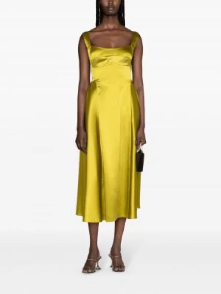 Rochie maxi Atu Body Couture din satin de costum verde