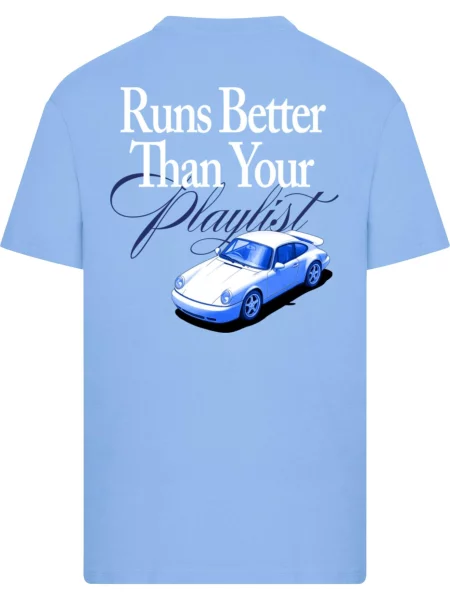 Mister Tee Tričko Runs Better Than Your Playlist modrá / tmavomodrá biela
