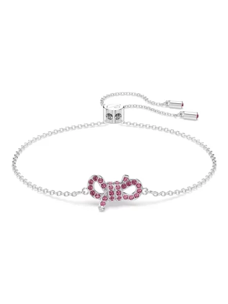 Bransoletka Swarovski z kokardką różowa