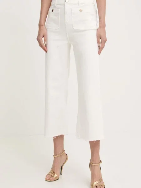 Morgan Blugi Écru Wide Leg alb