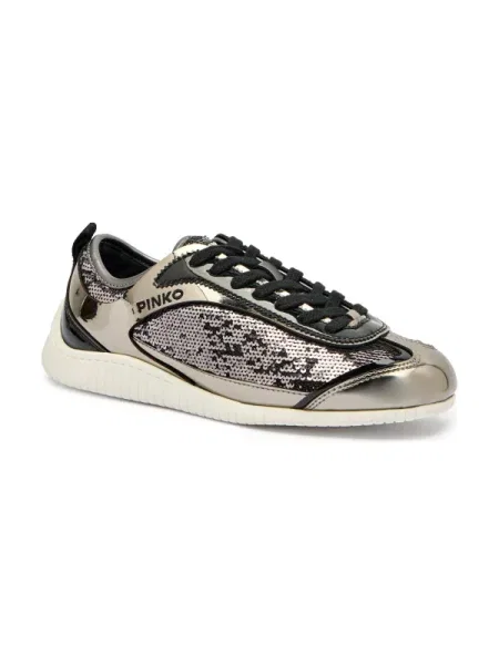 Pinko Sneakers REBY 10 cu adaos de piele argintiu
